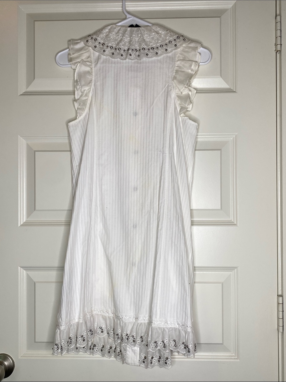 Coach White Ruffle Eyelet Sleeveless Mini Dress - Picture 5 of 7